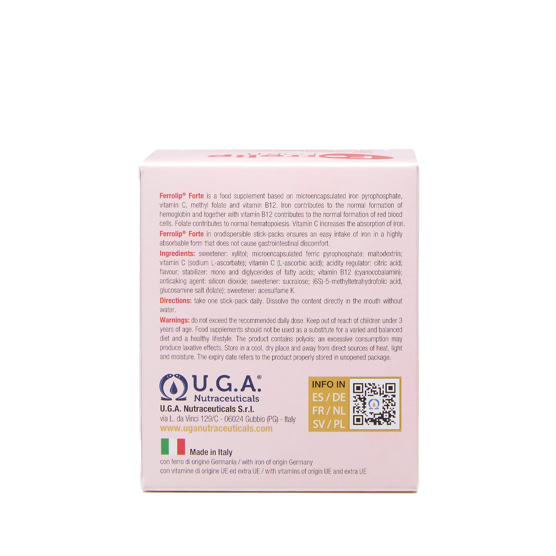Packaging of a nutritional supplement with ingredient details and usage instructions