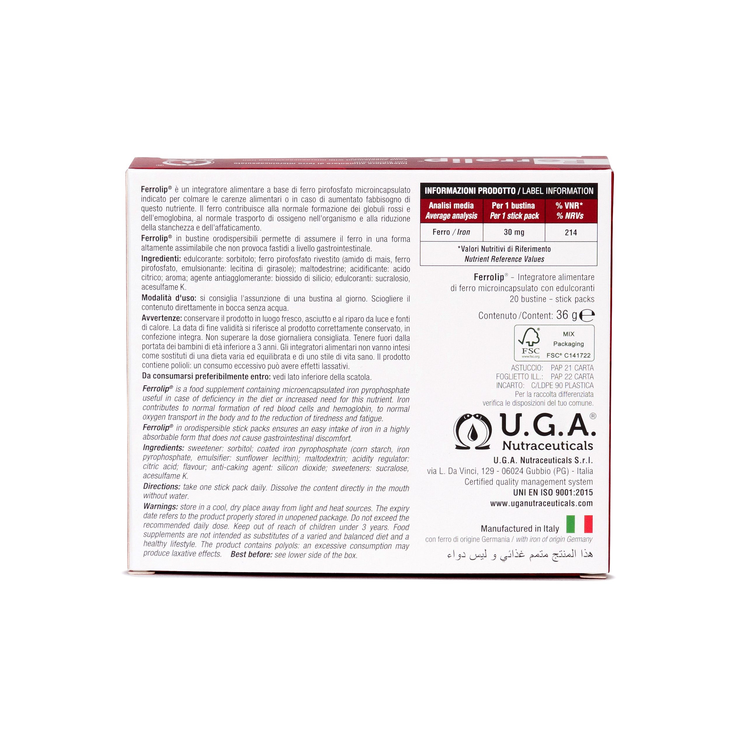 Back of a product packaging with nutritional information and ingredients