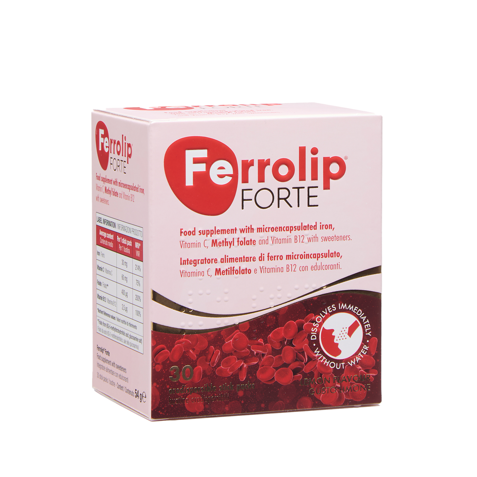 Box of Ferrolip Forte dietary supplement with vitamins and minerals